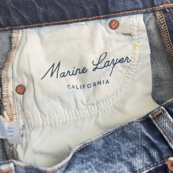 Marine Layer Sasha Denim Shorts High-Waisted Washed Size 27 raw cut hem cotton - Picture 11 of 14